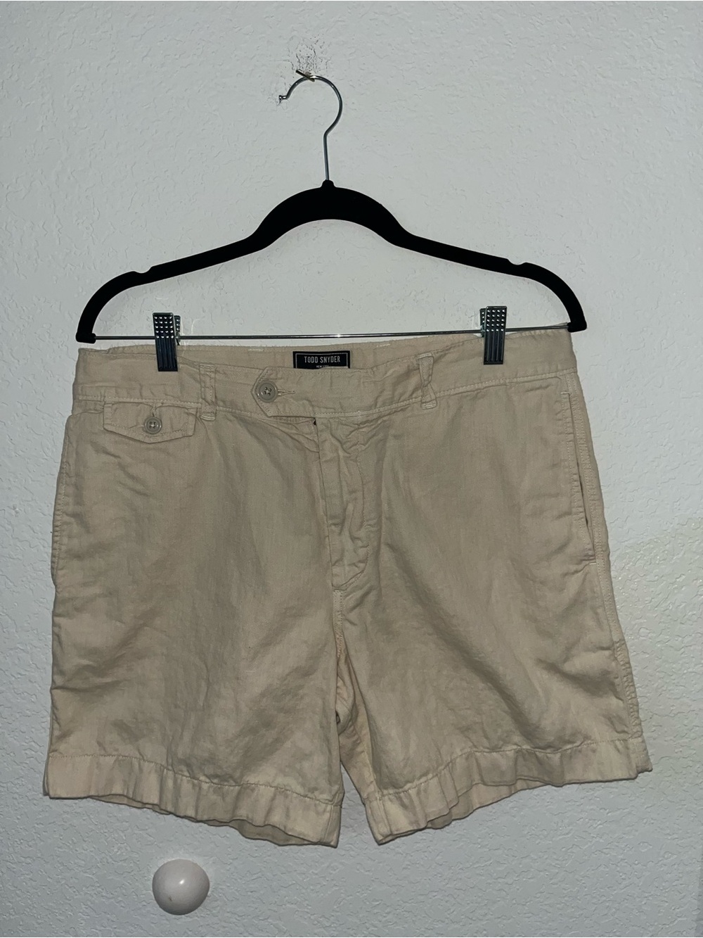 Todd Snyder cotton and linen blend khaki shorts